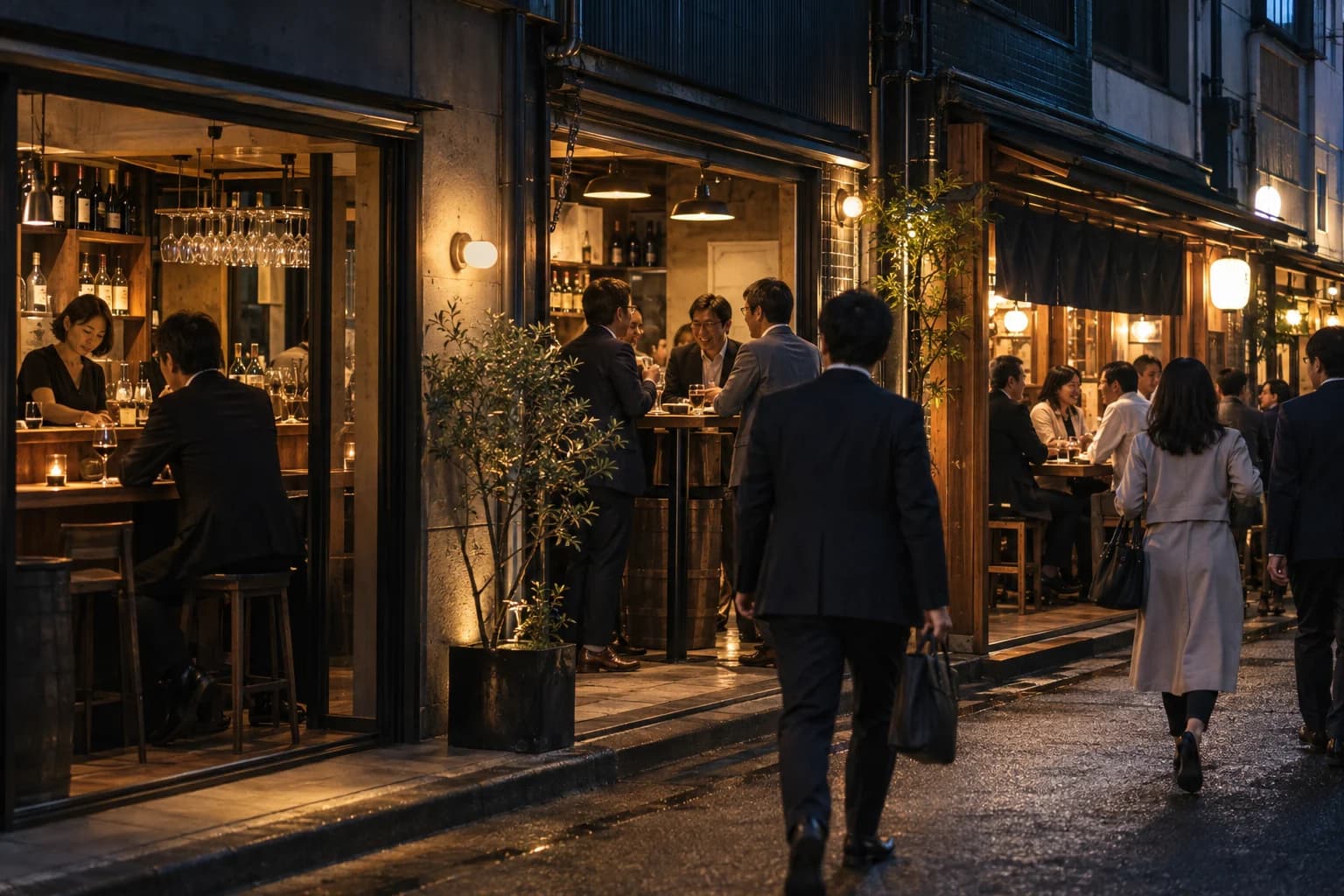 飲食店が並ぶ街を歩き、自分に合うお店を探す様子(イメージ・掲載店舗の実写ではありません)