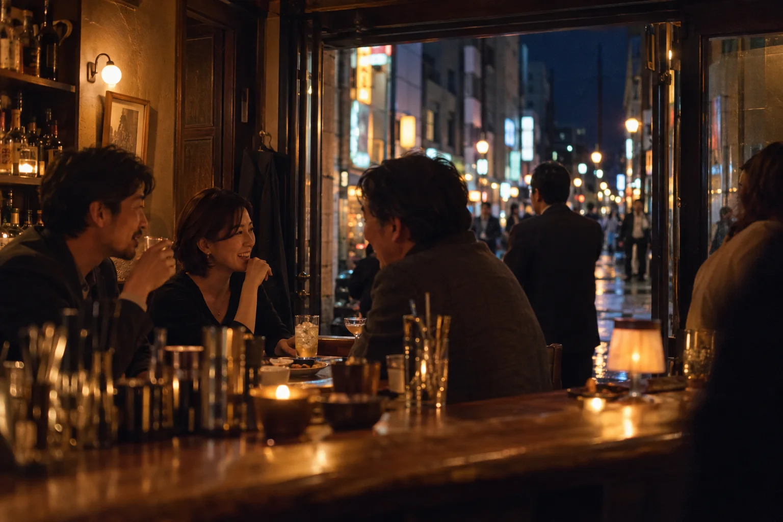 飲食店が並ぶ街を歩き、自分に合うお店を探す様子(イメージ・掲載店舗の実写ではありません)