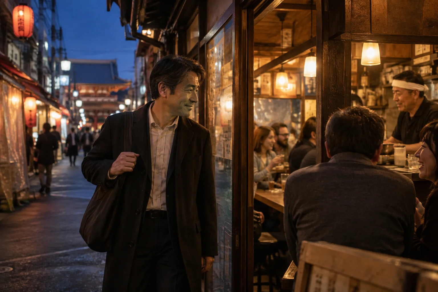 飲食店が並ぶ街を歩き、自分に合うお店を探す様子(イメージ・掲載店舗の実写ではありません)