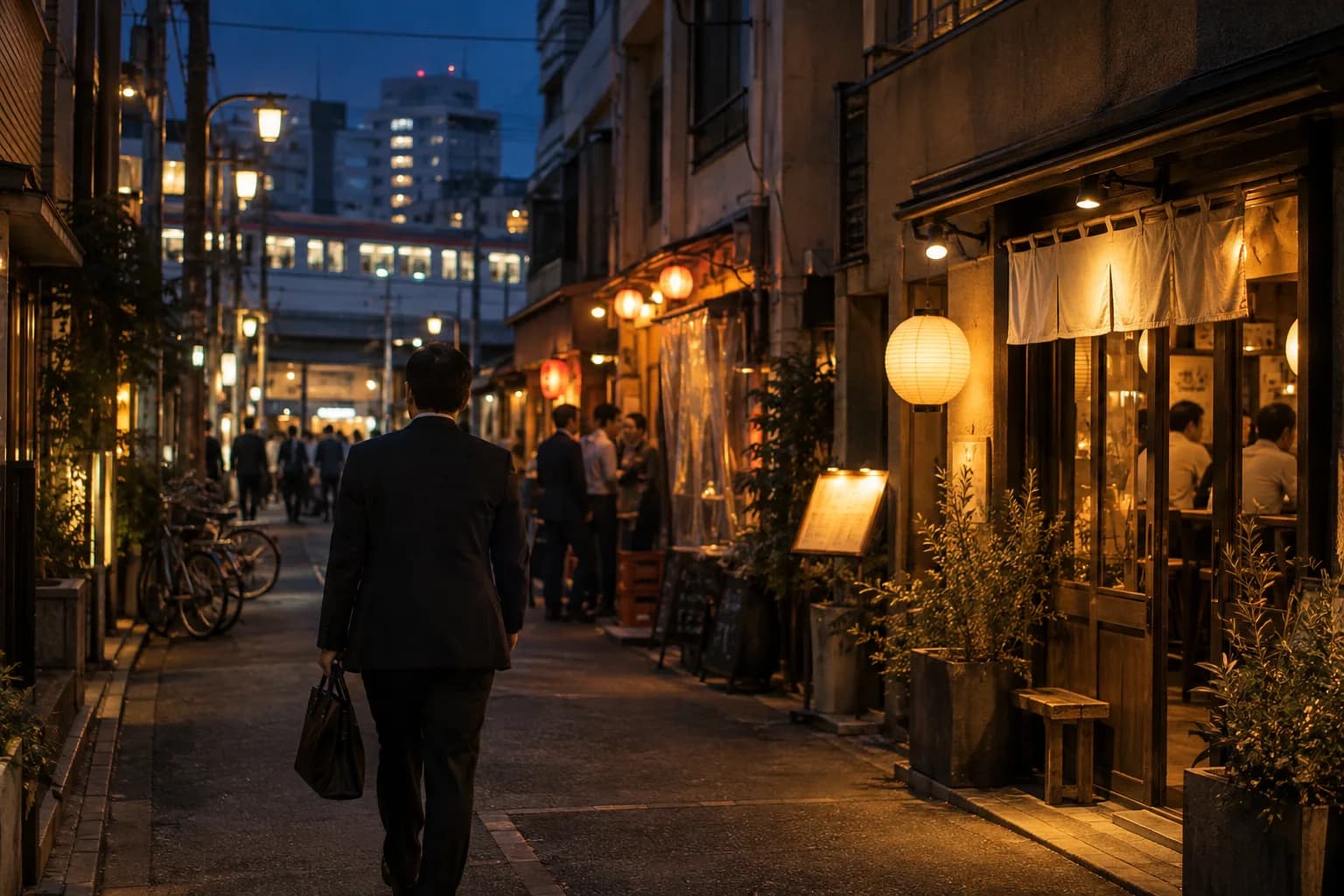 飲食店が並ぶ街を歩き、自分に合うお店を探す様子(イメージ・掲載店舗の実写ではありません)