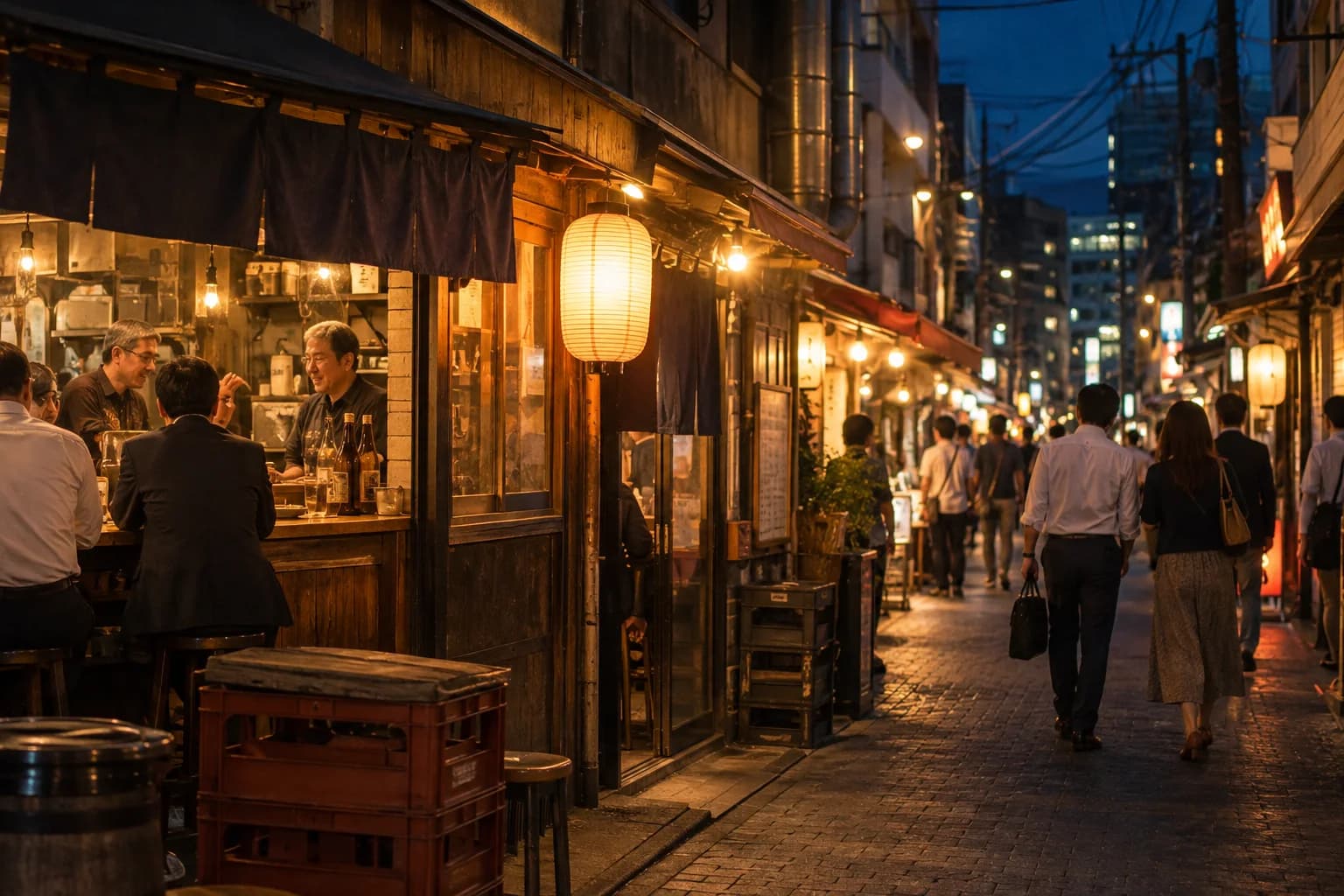 飲食店が並ぶ街を歩き、自分に合うお店を探す様子(イメージ・掲載店舗の実写ではありません)
