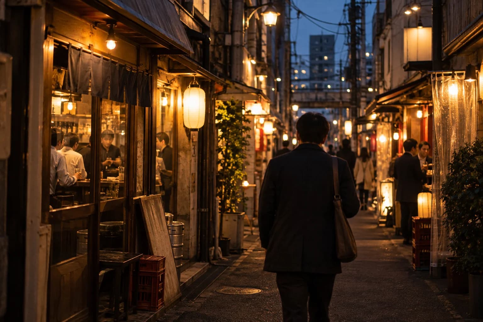 飲食店が並ぶ街を歩き、自分に合うお店を探す様子(イメージ・掲載店舗の実写ではありません)
