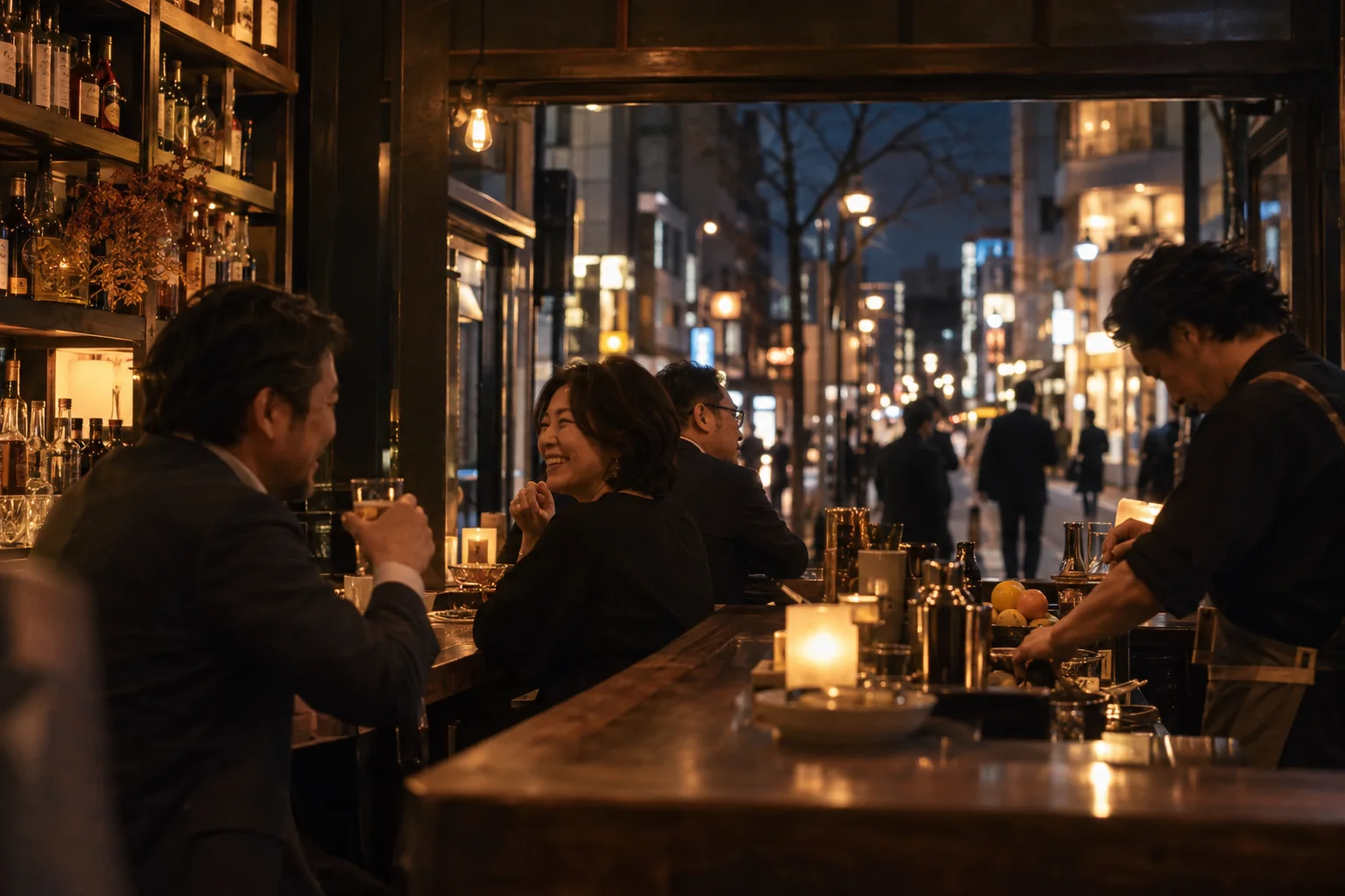 飲食店が並ぶ街を歩き、自分に合うお店を探す様子(イメージ・掲載店舗の実写ではありません)