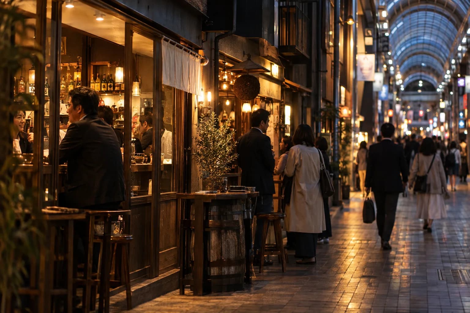 飲食店が並ぶ街を歩き、自分に合うお店を探す様子(イメージ・掲載店舗の実写ではありません)