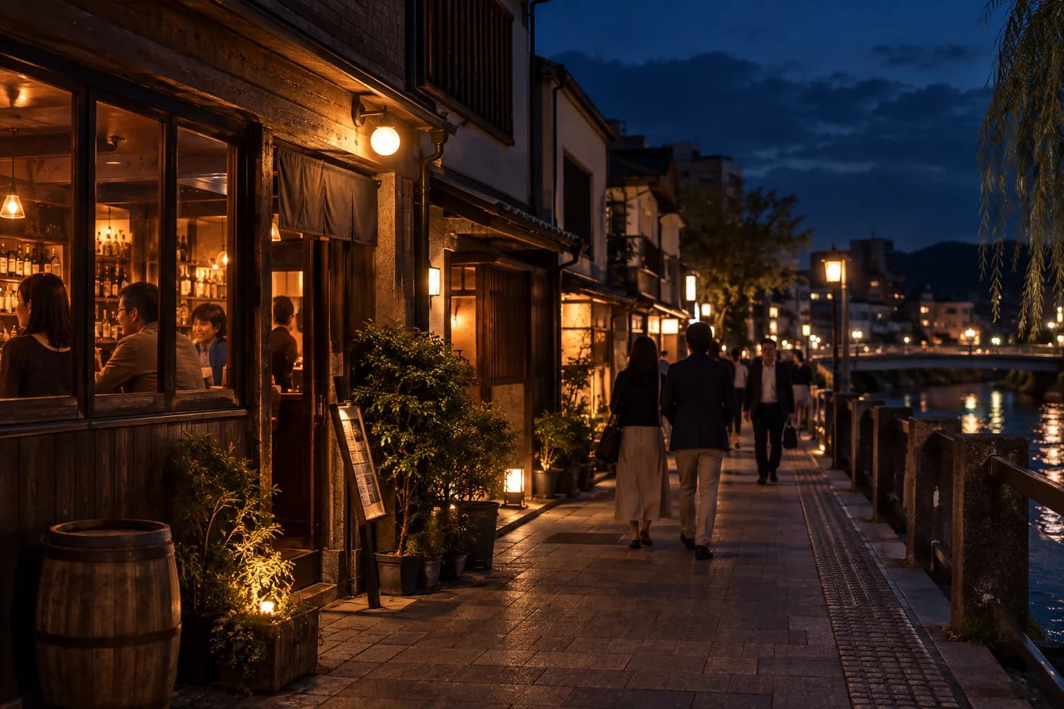飲食店が並ぶ街を歩き、自分に合うお店を探す様子(イメージ・掲載店舗の実写ではありません)