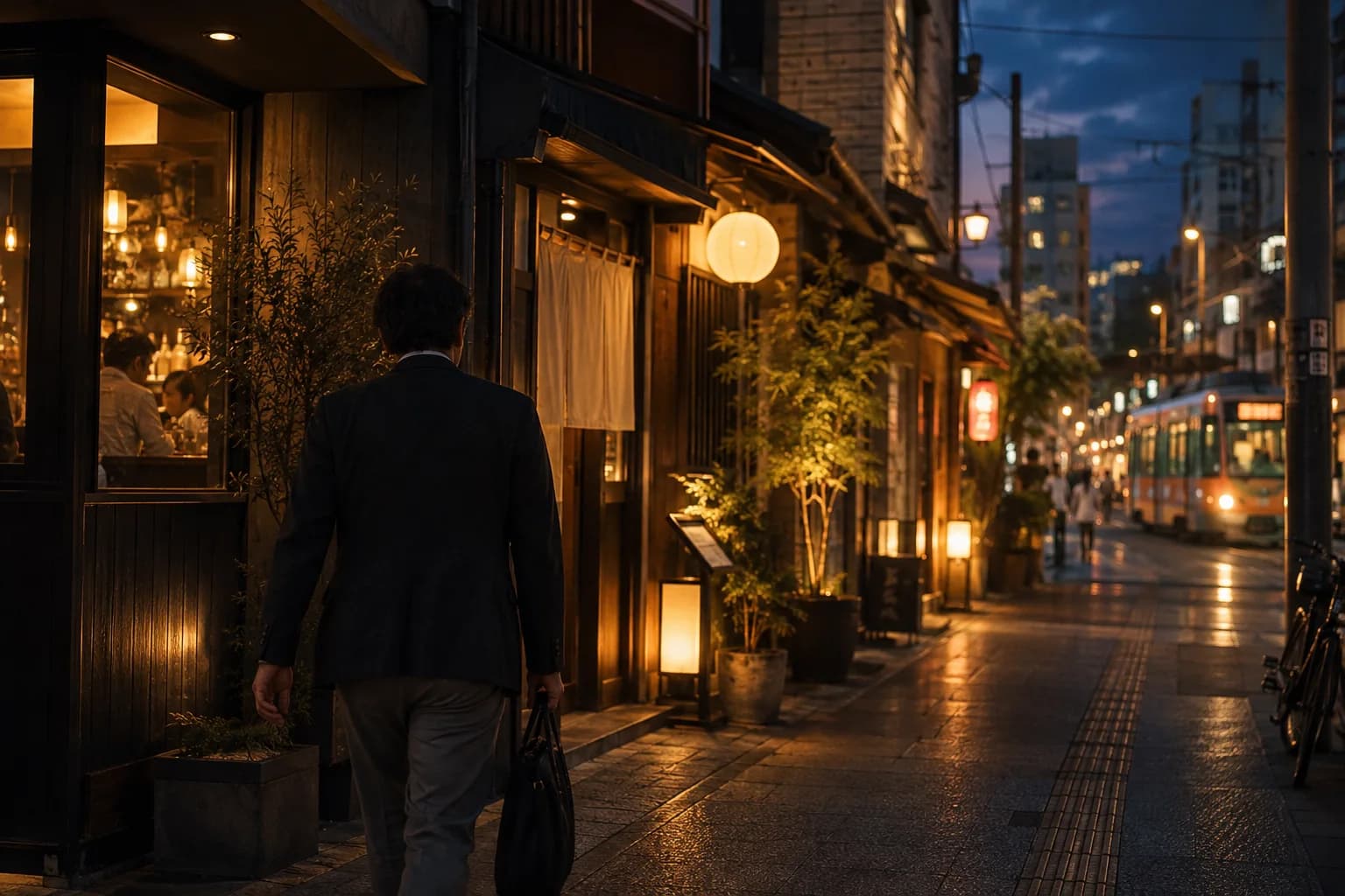 飲食店が並ぶ街を歩き、自分に合うお店を探す様子(イメージ・掲載店舗の実写ではありません)