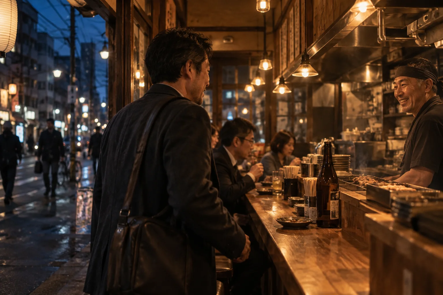 飲食店が並ぶ街を歩き、自分に合うお店を探す様子(イメージ・掲載店舗の実写ではありません)