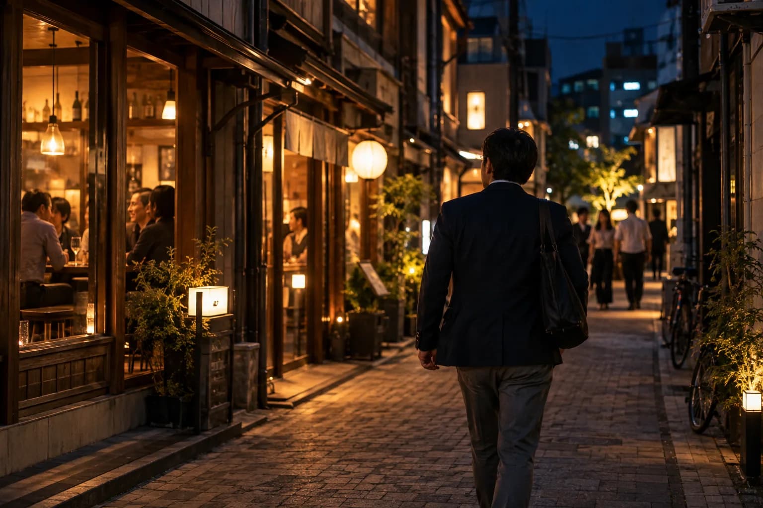 飲食店が並ぶ街を歩き、自分に合うお店を探す様子(イメージ・掲載店舗の実写ではありません)