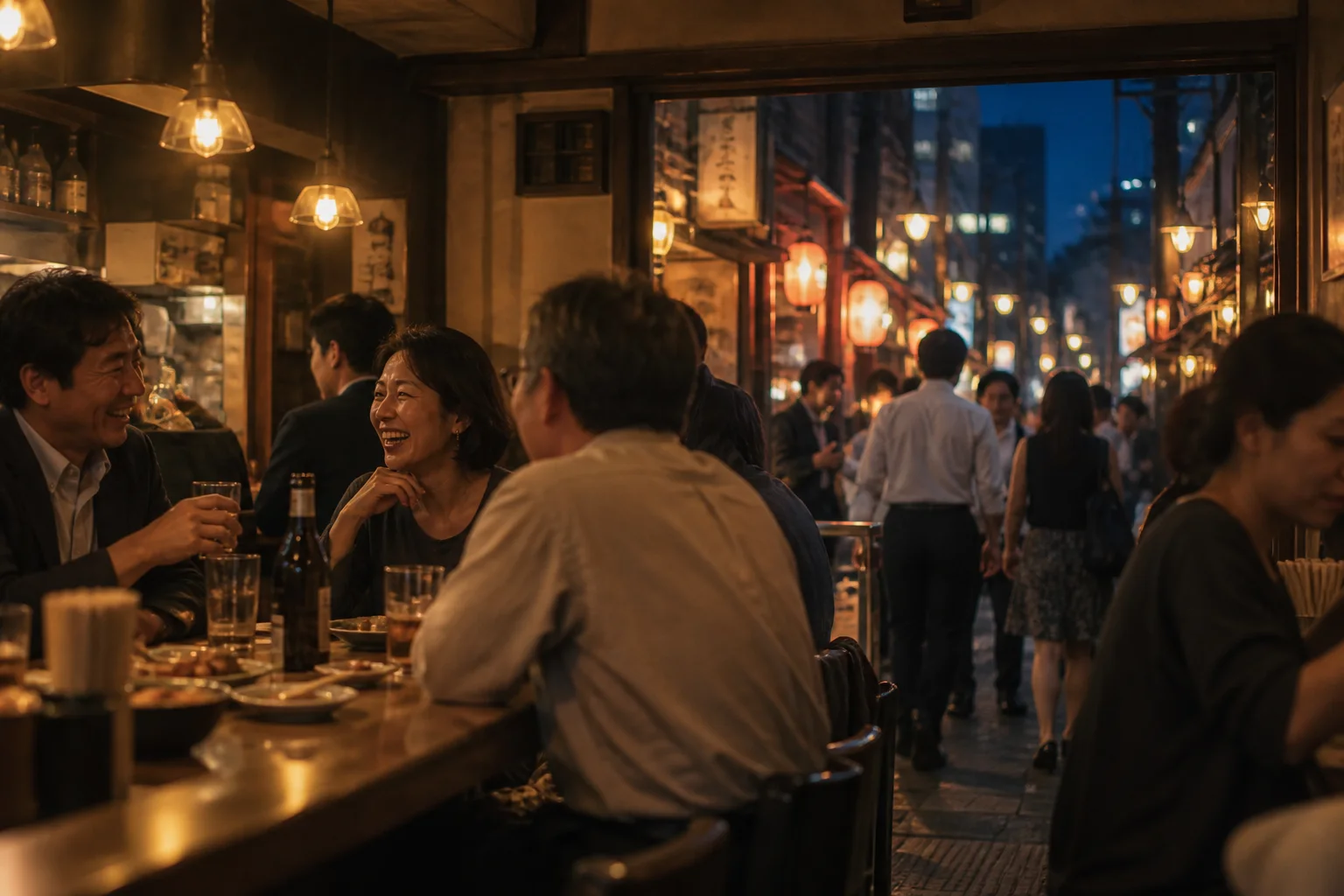 飲食店が並ぶ街を歩き、自分に合うお店を探す様子(イメージ・掲載店舗の実写ではありません)