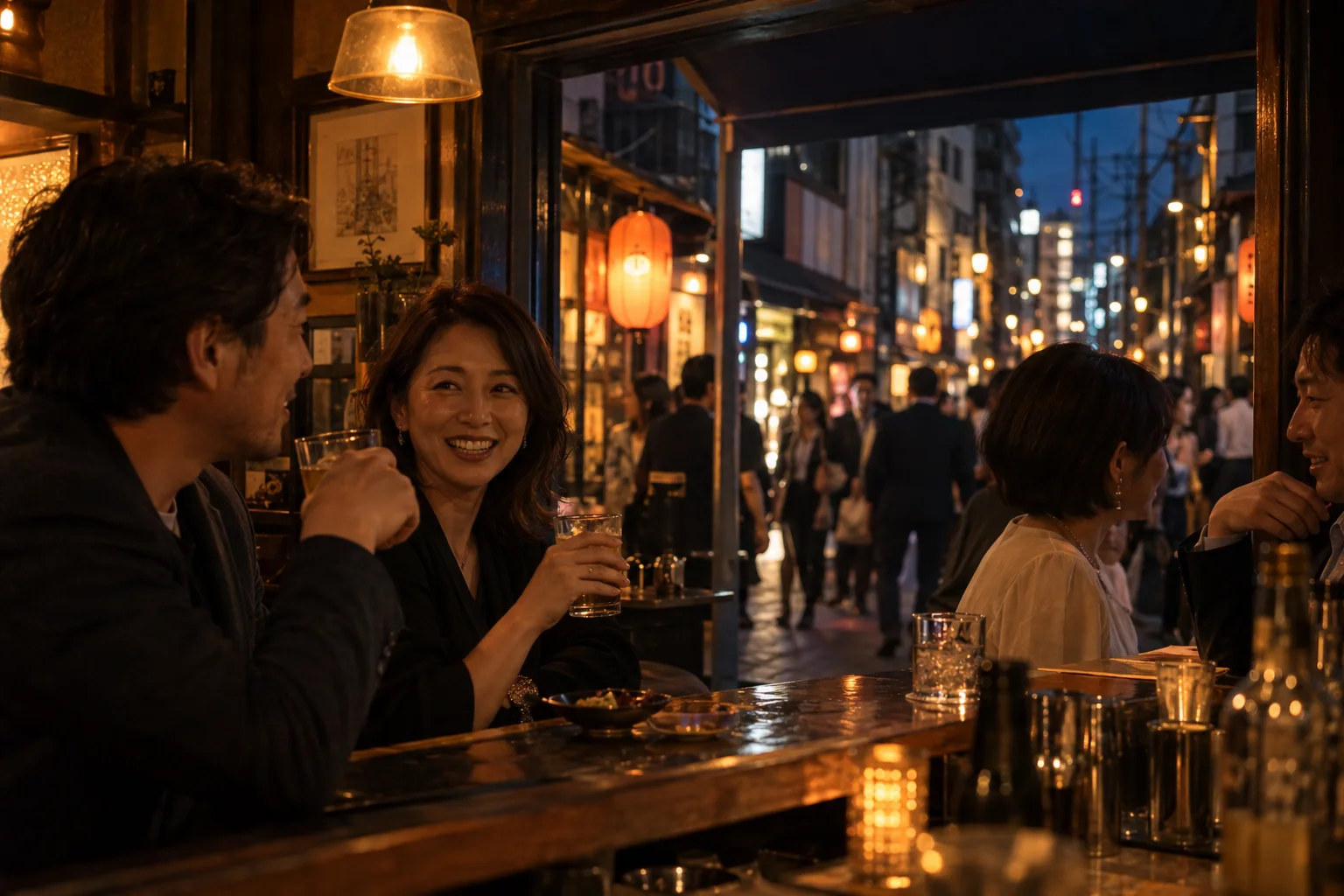 飲食店が並ぶ街を歩き、自分に合うお店を探す様子(イメージ・掲載店舗の実写ではありません)