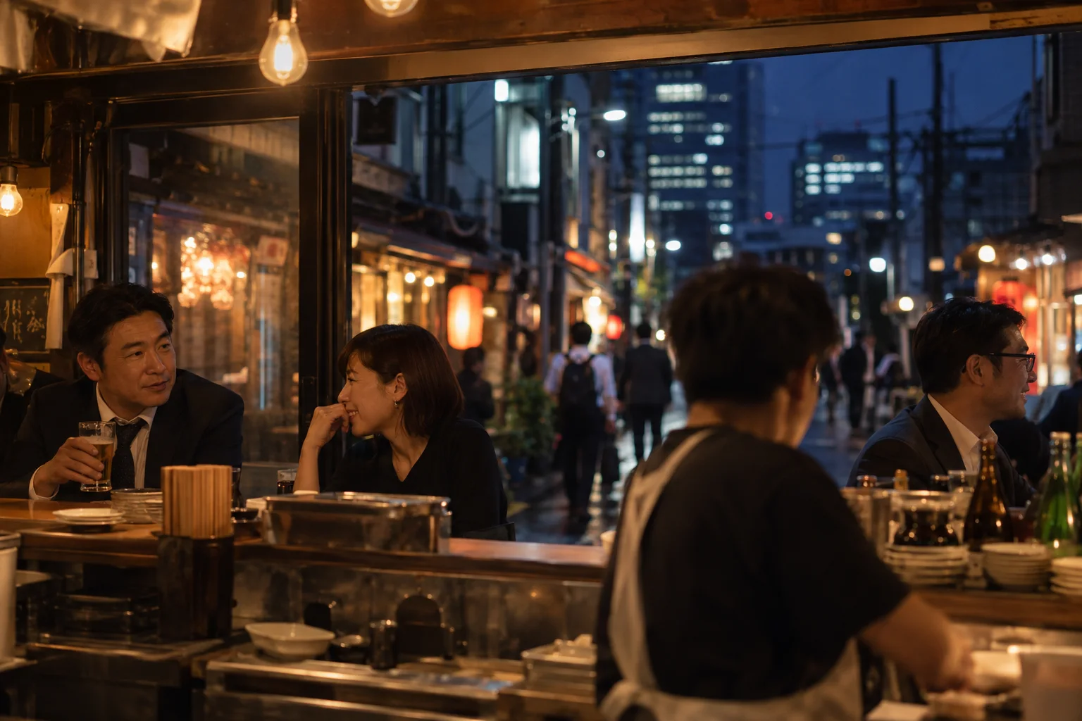 飲食店が並ぶ街を歩き、自分に合うお店を探す様子(イメージ・掲載店舗の実写ではありません)