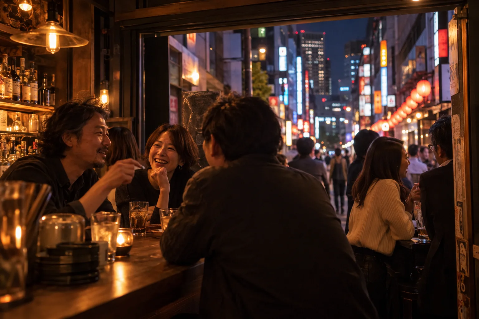 飲食店が並ぶ街を歩き、自分に合うお店を探す様子(イメージ・掲載店舗の実写ではありません)