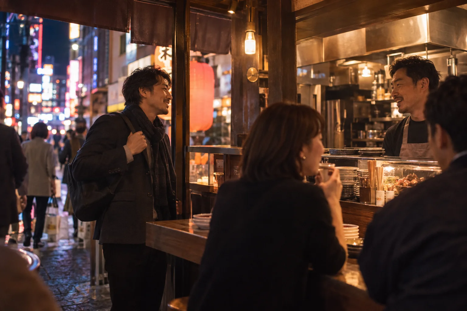 飲食店が並ぶ街を歩き、自分に合うお店を探す様子(イメージ・掲載店舗の実写ではありません)