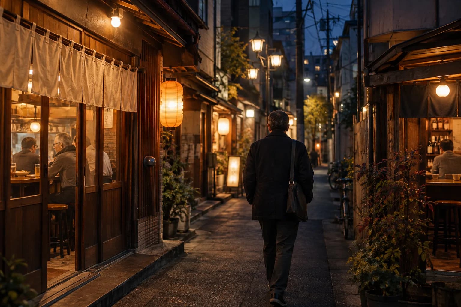 飲食店が並ぶ街を歩き、自分に合うお店を探す様子(イメージ・掲載店舗の実写ではありません)