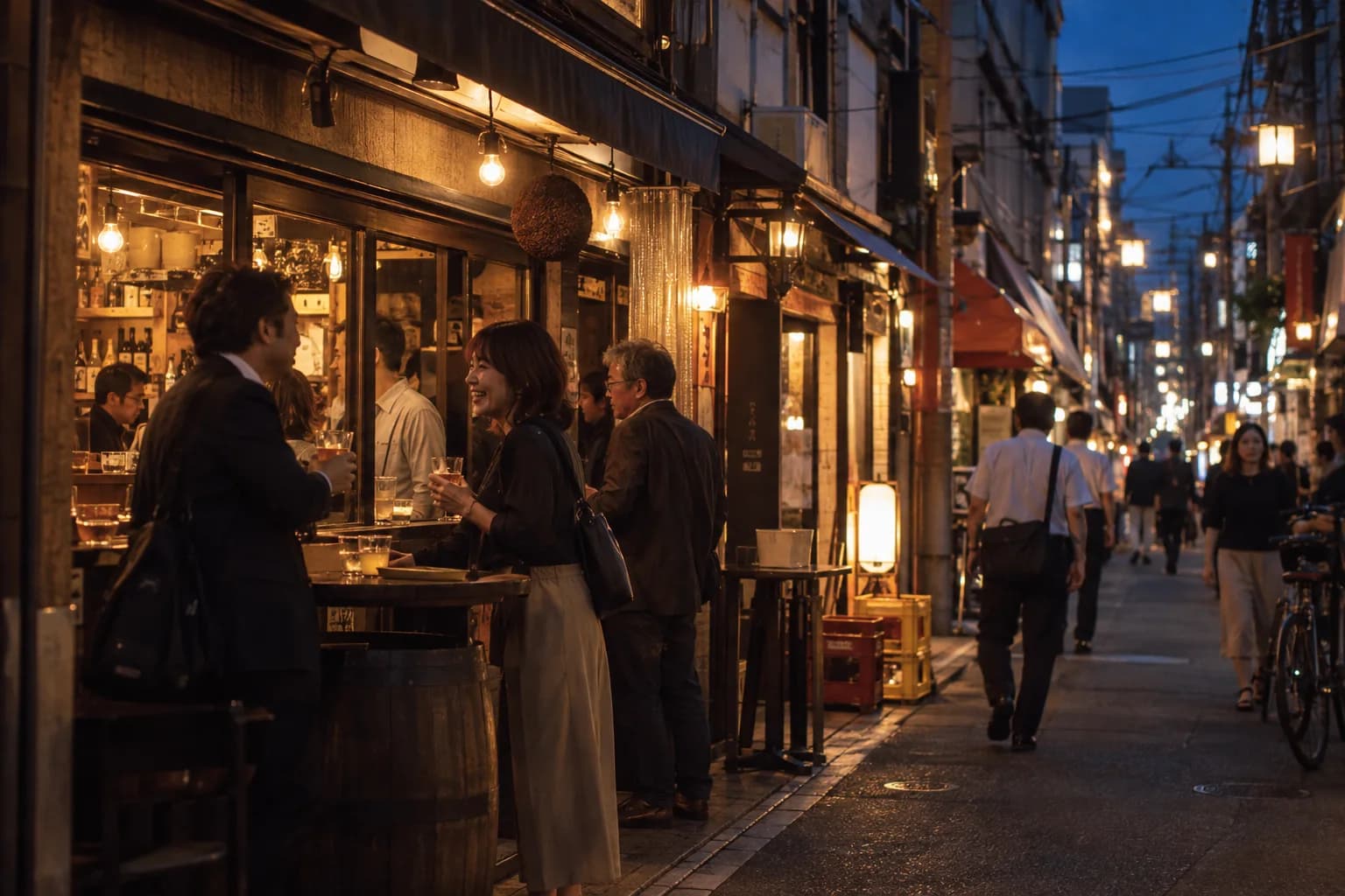 飲食店が並ぶ街を歩き、自分に合うお店を探す様子(イメージ・掲載店舗の実写ではありません)