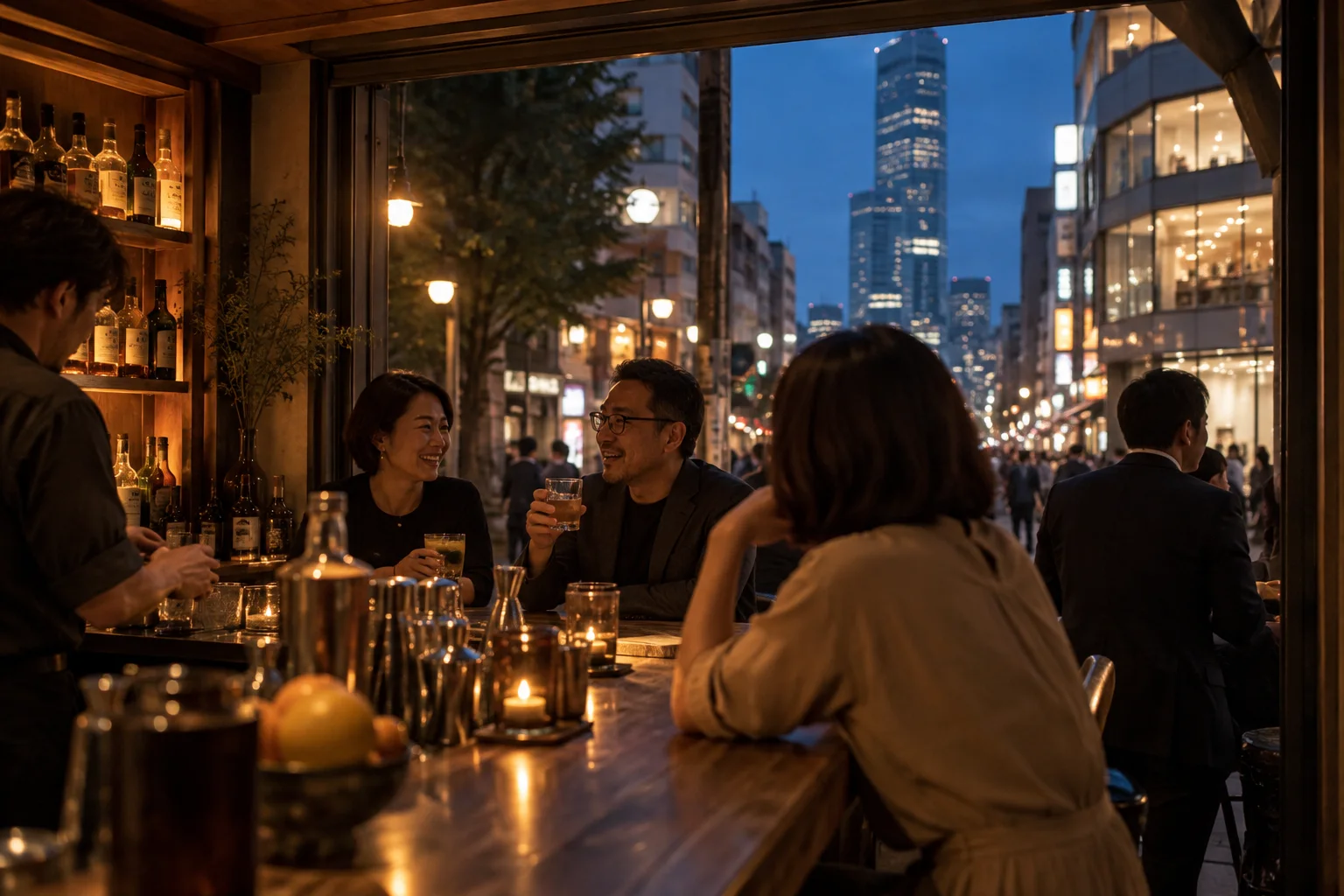 飲食店が並ぶ街を歩き、自分に合うお店を探す様子(イメージ・掲載店舗の実写ではありません)