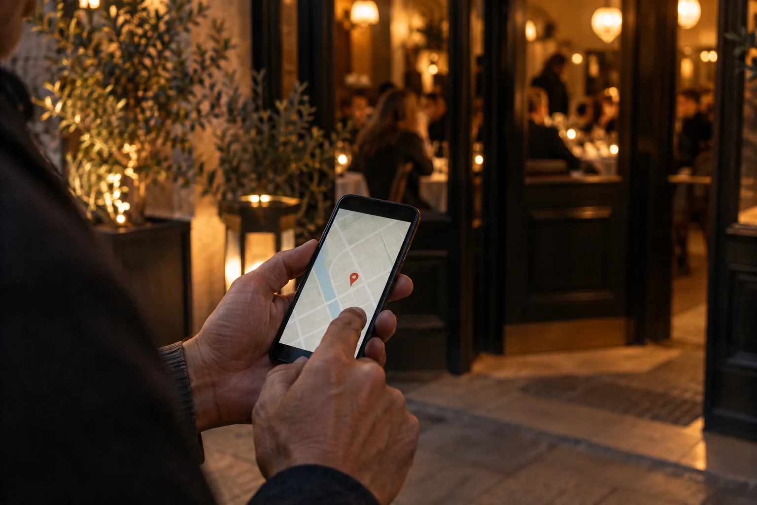 スマートフォンの地図で行き先を確認する様子(イメージ・掲載店舗の実写ではありません)