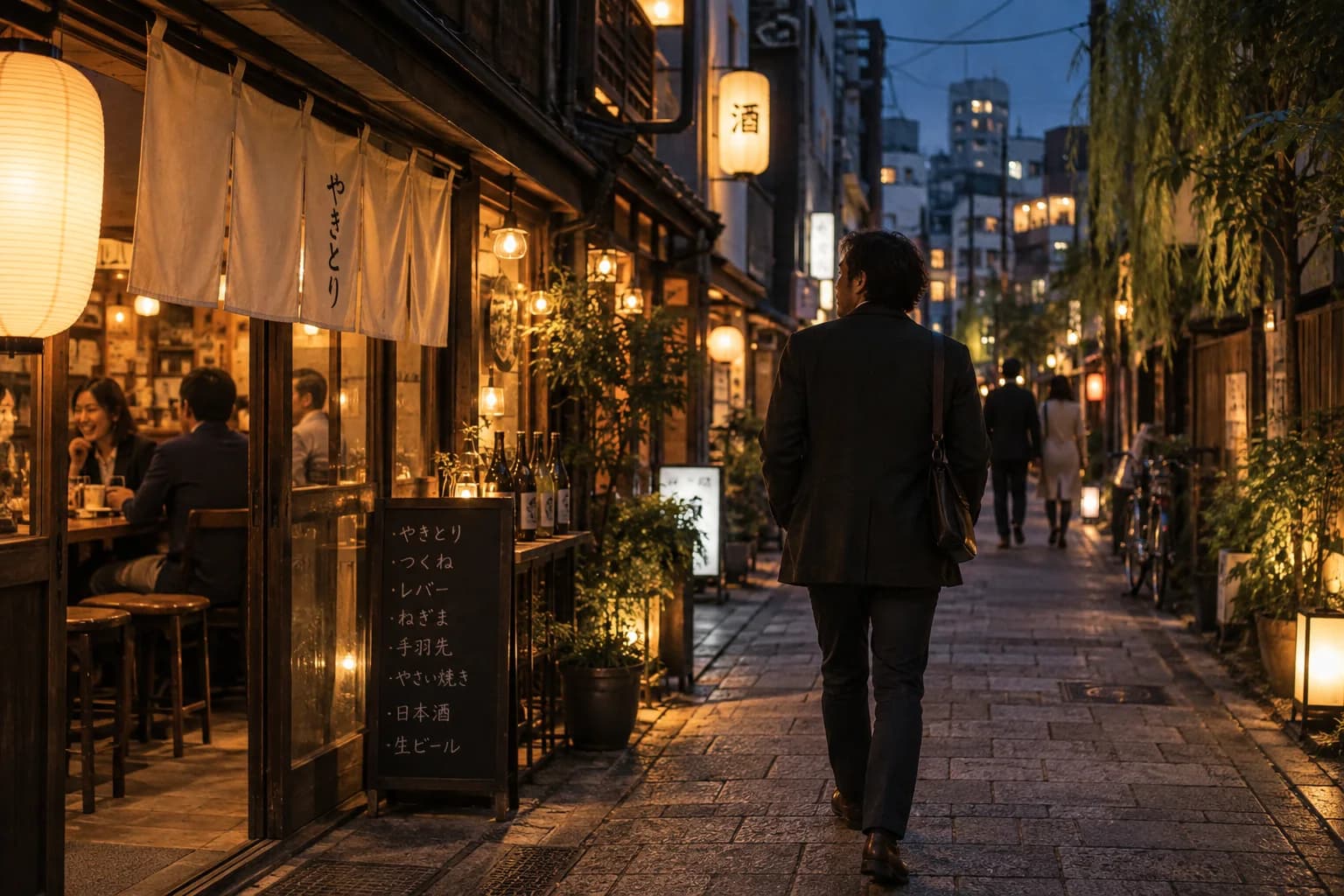 飲食店のある通りから近隣エリアへ歩く様子(イメージ・掲載店舗の実写ではありません)