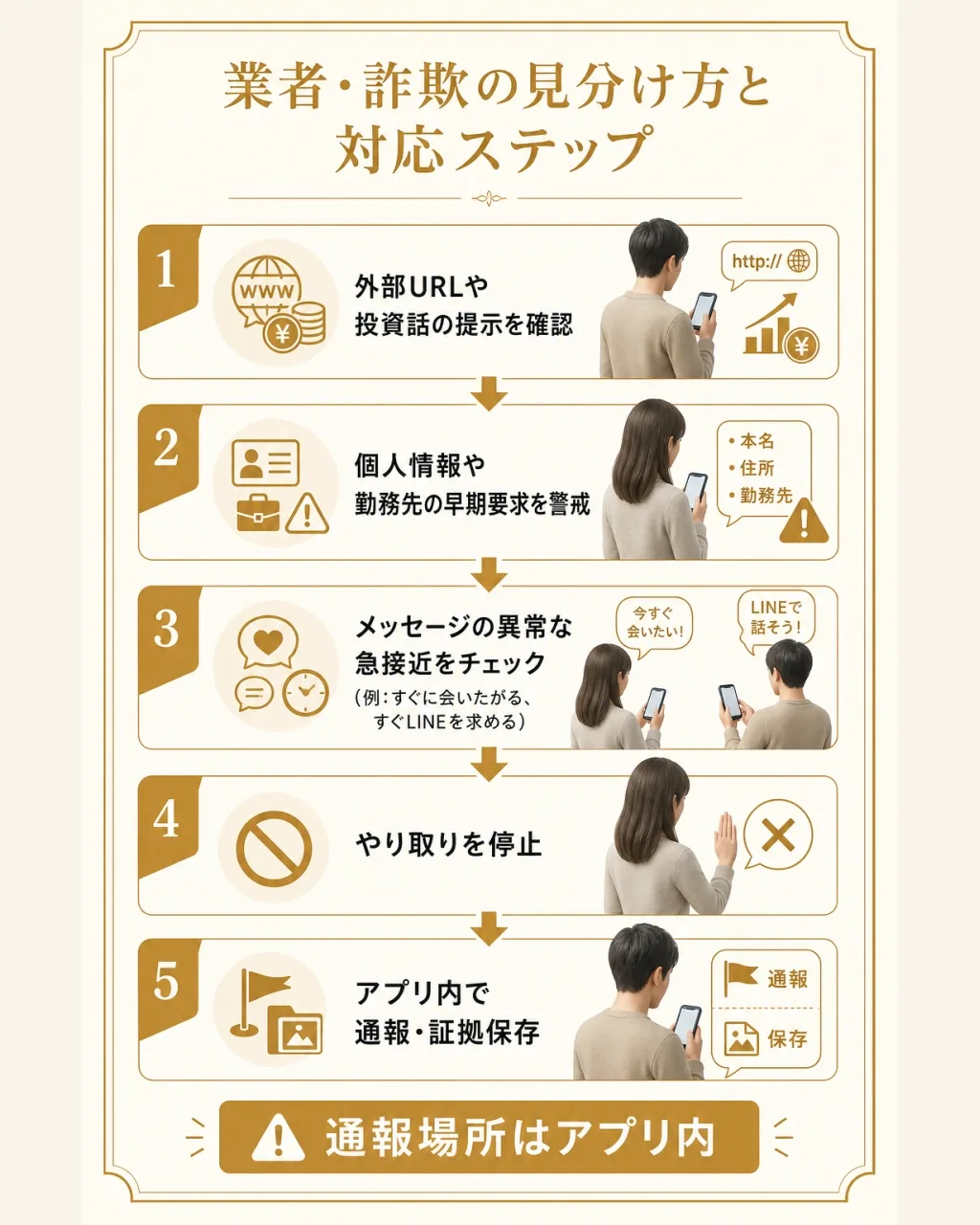 業者・詐欺的アカウントの見分け方と通報までの流れ