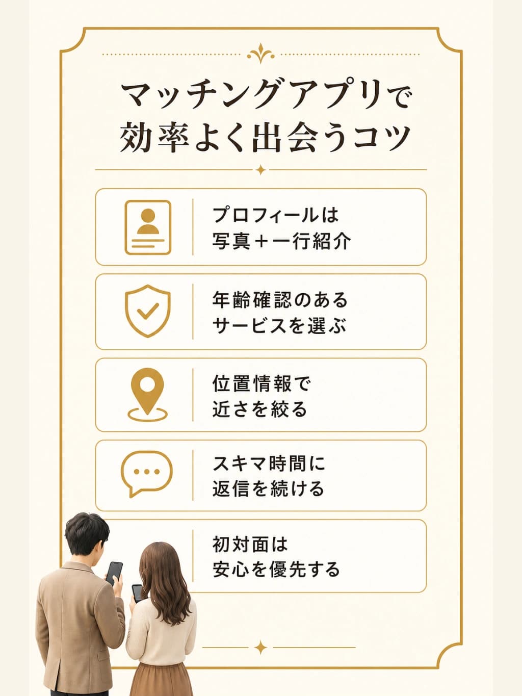 マッチングアプリで効率よく母数を増やすための使い方を示した図解