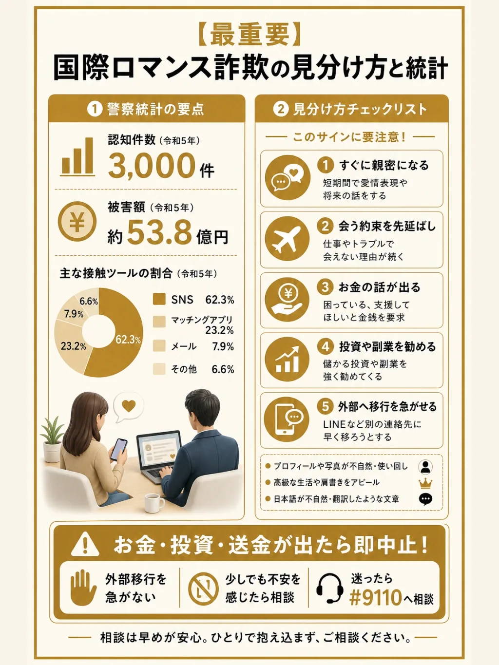 国際ロマンス詐欺の見分け方と統計