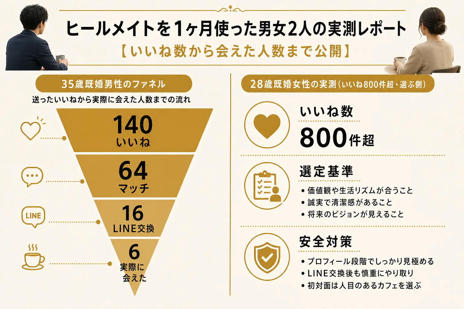 男女2人の実測ファネル比較