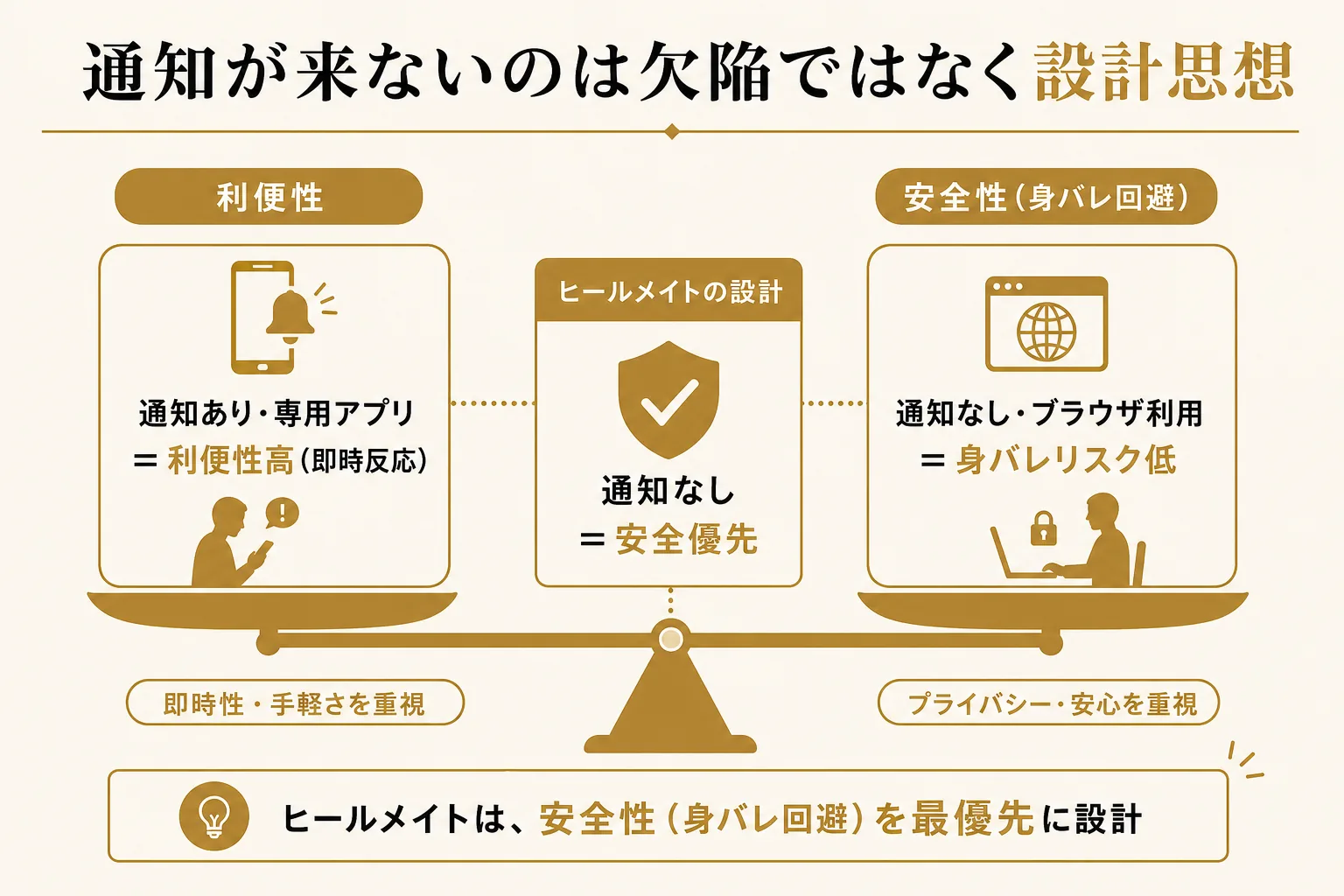 利便性と安全性(身バレ回避)のトレードオフ