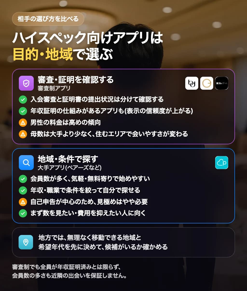 証明表示を確認する選び方と地域・条件から探す選び方の図解