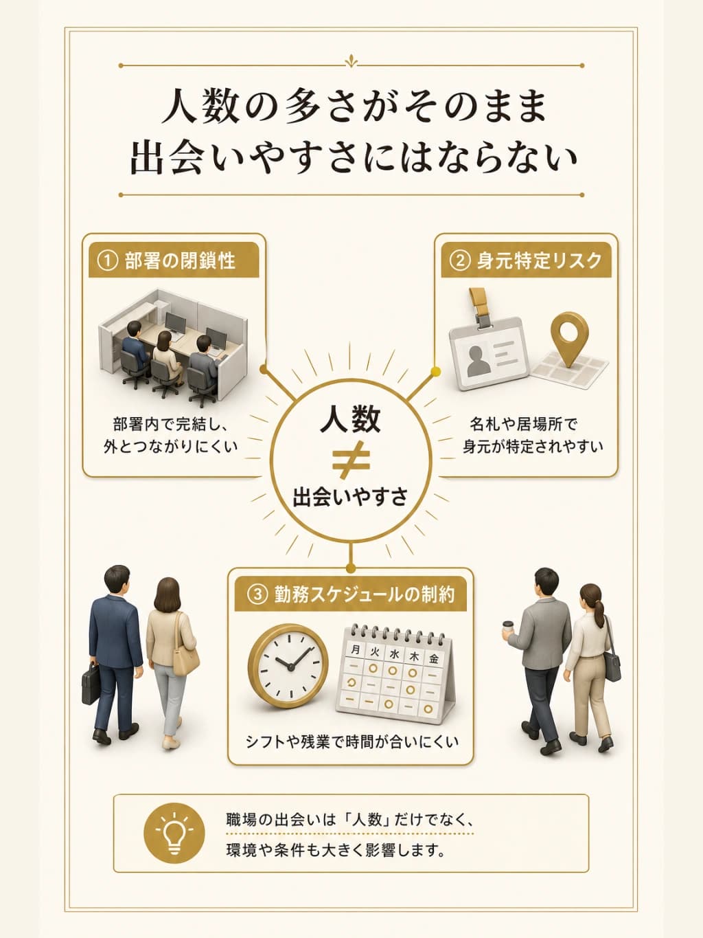 人数の多さがそのまま出会いやすさにはならない