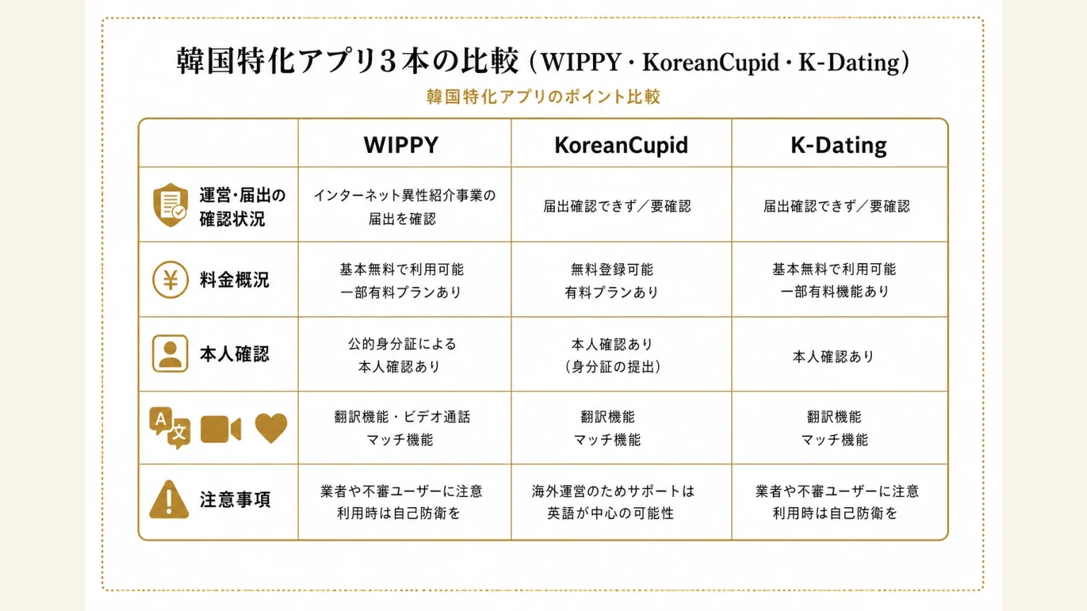 韓国特化アプリ3本の比較