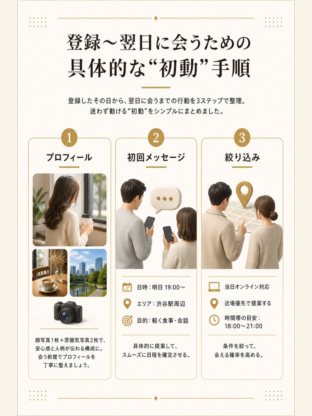 登録から翌日に会うための具体的な初動手順