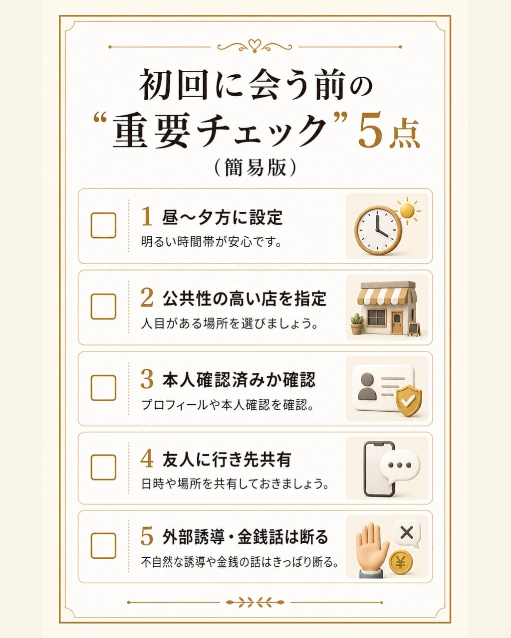 初回に会う前の重要チェック5点(簡易版)