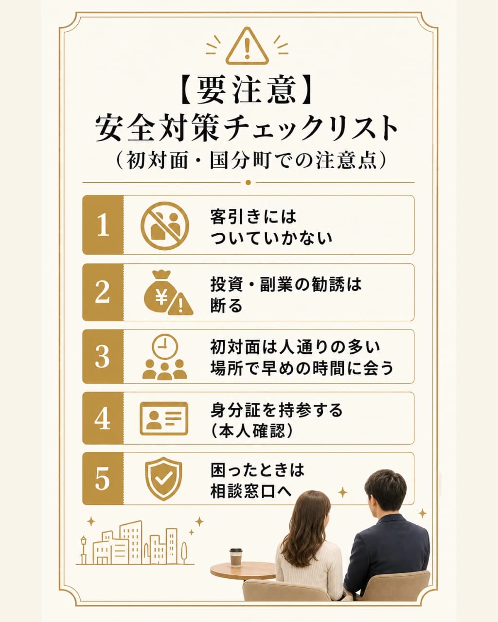 仙台で出会うときの安全対策チェックリスト(初対面・国分町での注意点)