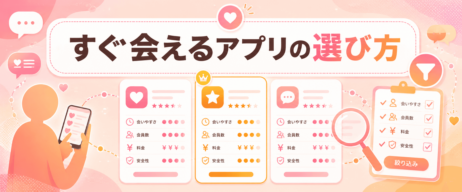 すぐ会えるアプリの選び方の見出し画像